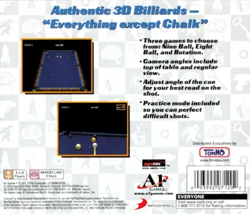 Billiards (US) box cover back